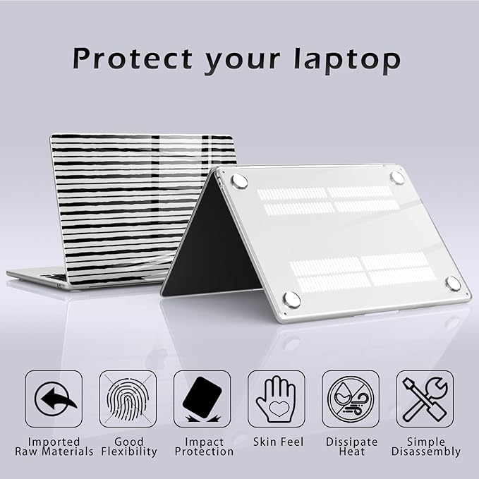 Compatible with MacBook Pro 14 inch Case M5 M4 M3 M2 M1 Pro/Max 2026-2021 A3427 A3426 A3434 A3112 A3185 A3401 A2918 A2992 A2779 A2442, Cute Black Stripe Hard Shell Clear Cover