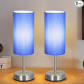 RISLG 2 Pack Small Table Lamps for Bedroom, Bedside Lamps for Nightstand with Wire Switch, Minimalist Modern Desk Lamps with Linen Fabric Shade for Kids Room Living Room Office Dorm, Bulb Included
