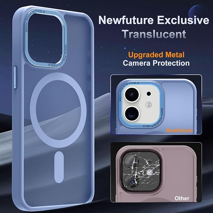 Newfuture Designed for iPhone 11 Case with Strong Magnetic [13 FT Military Drop Protection] [Compatible with Magsafe] Slim Translucent Matte Shockproof with Anti-Fingerprint Phone Case, Light Blue