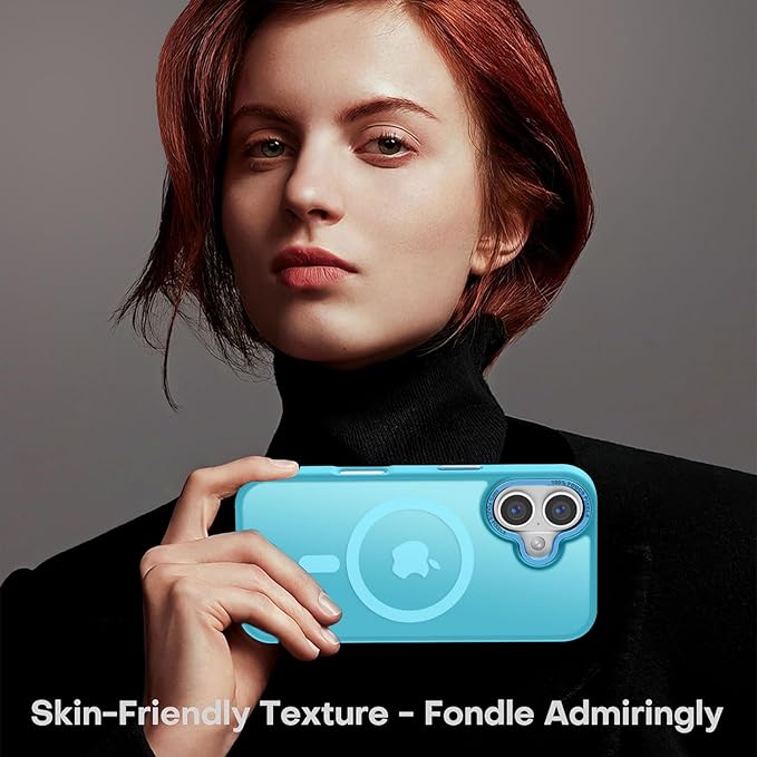Newfuture Designed for iPhone 16 Case with Magnetic [13 FT Military Drop Protection] [Compatible with Magsafe] Slim Translucent Matte Shockproof with Anti-Fingerprint Phone Case, Lake Blue