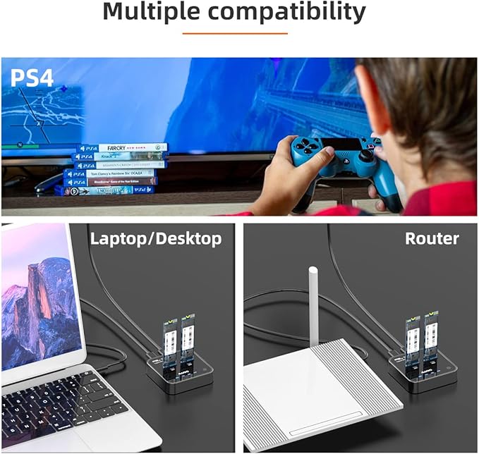 MAIWO K3016P Dual-Bay M.2 NVMe Docking Station, USB-C 3.1 Gen2 10Gbps, Offline One-Key Clone, Tool-Free SSD Enclosure for 2242/2260/2280/22110 PCIe NVMe SSDs – Compatible with Windows/Mac/Linux