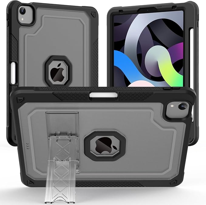 ZoneFoker Case for iPad Air 5th/ 4th Generation Case (2022/2020) 10.9'', for iPad Pro 11 Inch (4th/3rd/2nd/1st Gen), Hard Sturdy Slim Cover for iPad Air 5 4 th with Pencil Holder/Stand, Black