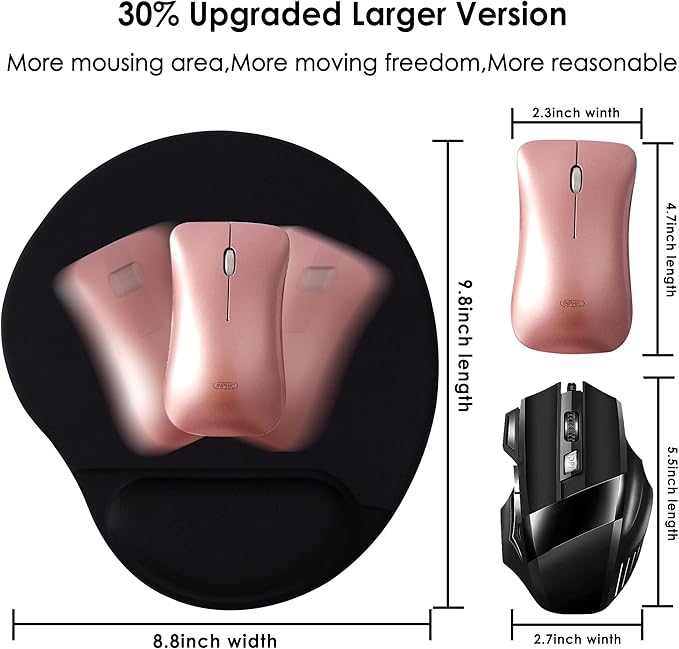 Ergonomic Mouse Pad with Wrist Support,Cute Mouse Pads with Wrist Rest,Comfortable Mouse Pad for Home Office Gaming Working Computers Laptop,Pain Relief with Non-Slip PU Base (Black)