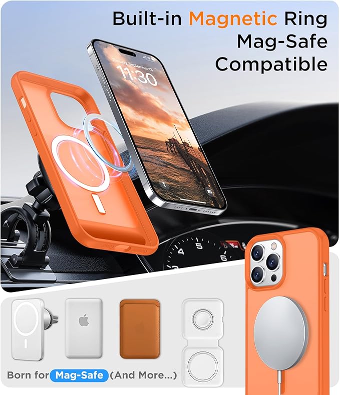 Magnetic Compatible with iPhone 14 Pro Case, [Built-in Invisible Kickstand][Compatible with MagSafe] [Military Grade Shockproof] Slim Translucent Matte Phone Case for iPhone 14 Pro 6.1"