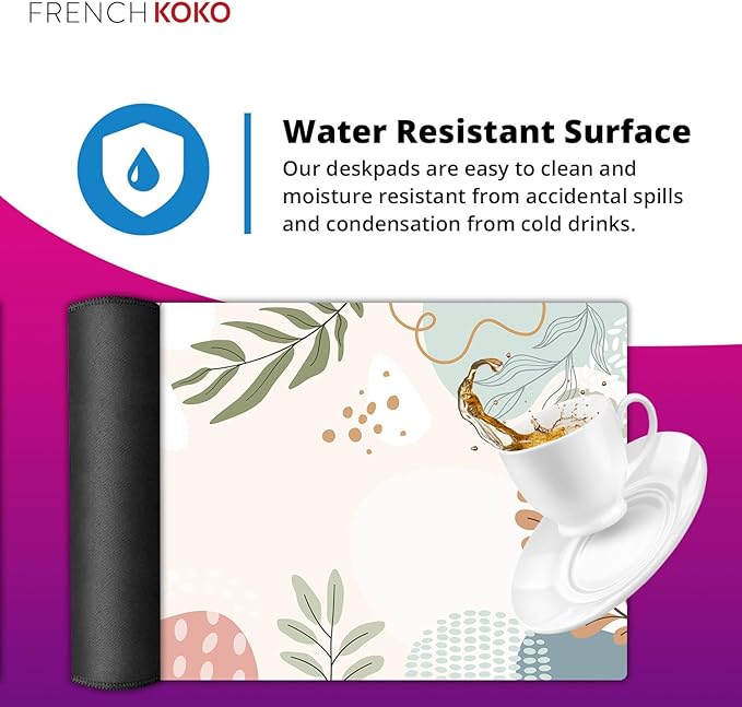 French KOKO Large Desk Mat - XL Desk Pad Deskpad Deskmat Cute Girls Womens Desktop Protector Home Office Essentials Laptop Pad Mousepad