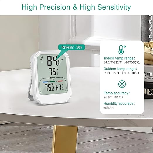 ORIA Digital Thermometer Hygrometer, Wireless Indoor Outdoor Thermometer, Temperature Humidity Monitor with MAX/MIN Record, ℃/°F Switch, Comfort and Trend Indication, for Home, Cellar, Greenhouse