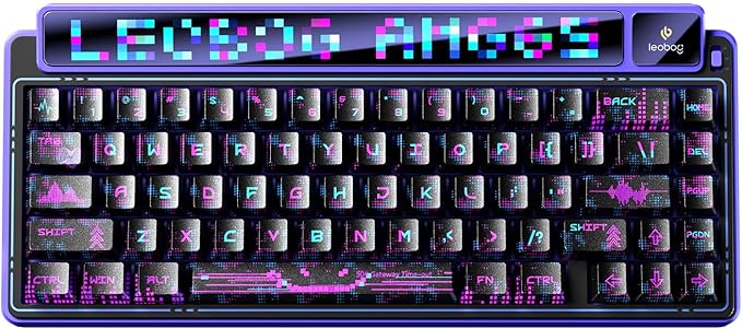 x Aula AMG65 Mechanical Gaming Keyboard with Dual Screen, 65% Wireless Small Custom Keyboard RGB, Bluetooth/2.4G/Wired, Rapid Trigger, Hot Swappable for Windows Laptop PC Mac - Purple