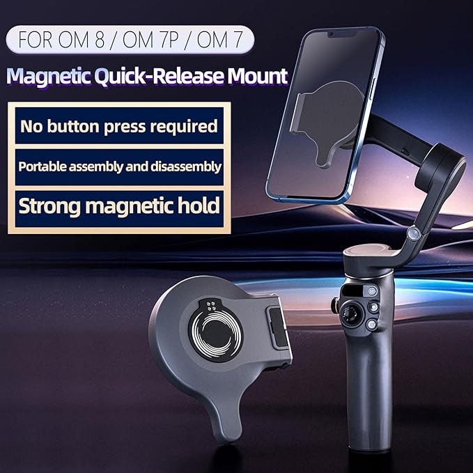 Magnetic Quick-Release Mount Adapter for DJI Osmo Mobile 8P/8/7P/7, Smartphone Gimbal Stabilizer, Compatible with DJI OM Multifunctional Module Gen 1/OM Tracking Module Gen 1(Not Gen 2)