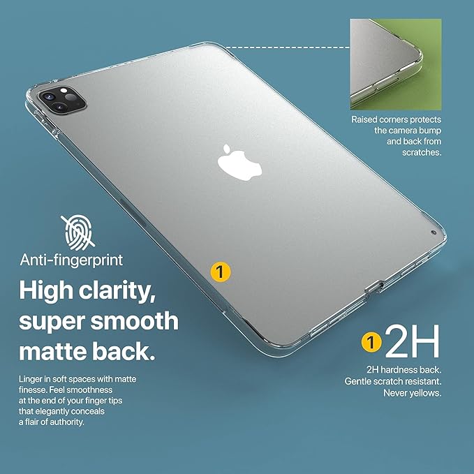 for iPad Pro 12.9 inch Case 6th/5th/4th/3rd Generation (2022/2021/2020/2018) Translucent Frosted Soft TPU Back Shockproof Silicone Slim Lightweight Thin Anti-Yellow Corner Protective Cover
