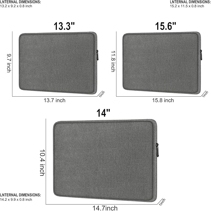 Laptop Sleeve 14 Inch, Shockproof Protective Traveling Computer Cover, Water Resistant Portable Laptop Carrying Bag Compatible for Lenovo, HP, Dell, Asus, MacBook Air/Pro, Gray