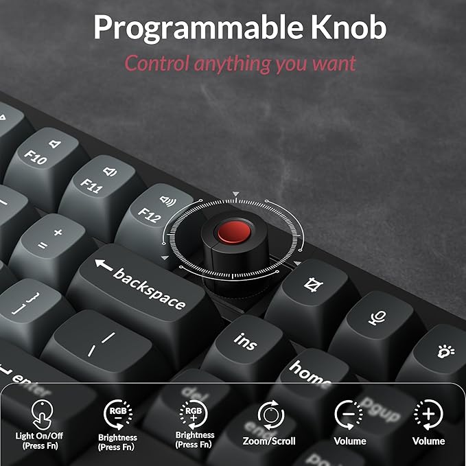 Keychron V3 8K TKL Wired Mechanical Keyboard, 8000 Hz Polling Rate QMK Programmable Knob Hot-Swappable Gaming Keyboard, RGB Backlit, Ergonomic PBT Keycaps for Mac Windows Linux-Tactile Banana Switch