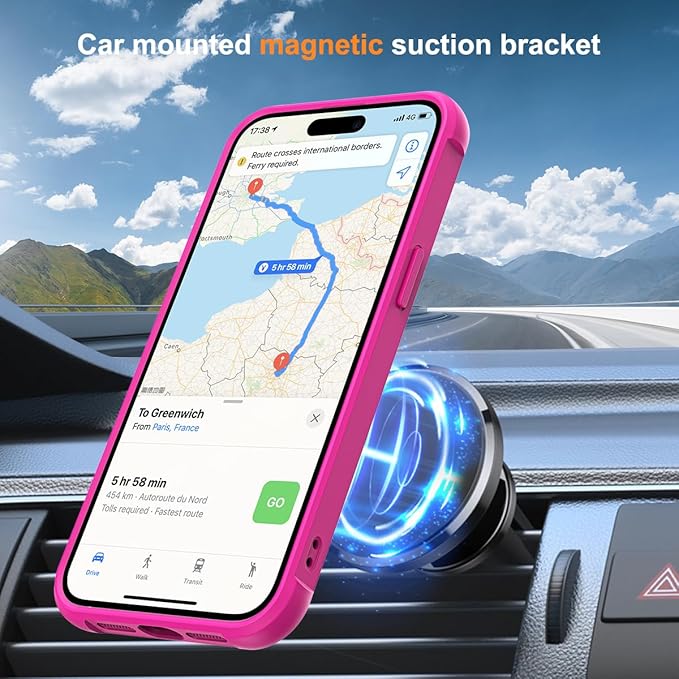 SKYLMW Compatible with iPhone 14 Plus Case with Invisible Magnetic O-Ring Stand Military-Grade Translucent Case for iPhone 14 Plus 6.7" [Compatible with Mag-Safe][Great Grip Feeling], Rose