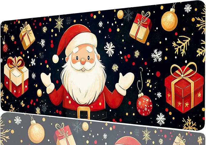 Christmas Mouse Pad Santa Clau Present Cartoon XL Mouse Pad Large Mousepad Extended Laptop Keyboard Mat Gaming Desk Pad Mouse Mat Great for Work-from-Home or Office Use 31.5x11.8 Inch