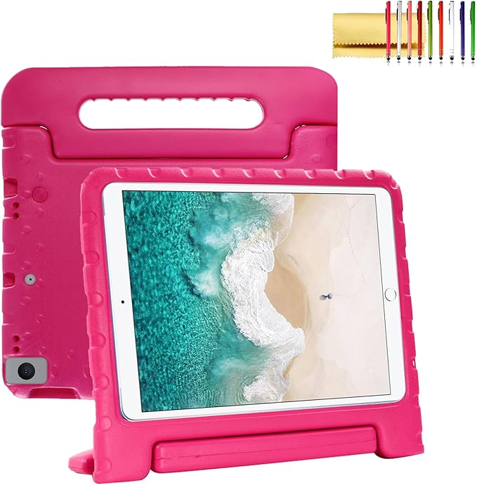 Dteck Kids Case for iPad 10.2 2021/2020/2019 - iPad 9th/8th/7th Generation Case for Kids, Shockproof Rugged Lightweight EVA Handle Stand Child Proof Kids Case for iPad 9/8/7 Generation 10.2 Inch,Rose