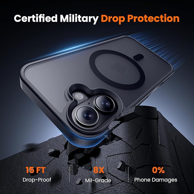 toushion 3 in 1 for iPhone 16 Case with MagSafe, Screen Protector*1 Camera Lens Protector*1,Matte Skin Feeling Back Cover Military-Grade Protection for iPhone 16 Phone Case 6.1 inch Matte Black