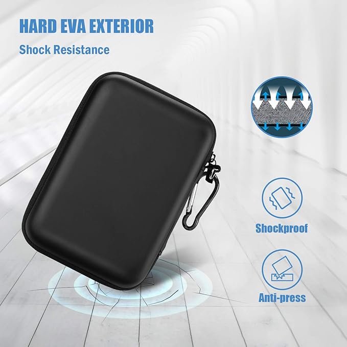 ProCase Hard Drive Case 2.5 Inch for Elements WD My Passport Canvio Basics Seagate Backup Plus Slim Expansion 1TB 2TB 3TB 4TB, Portable Carrying Case Holds 2 External Hard Drives -Black