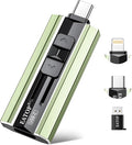 EATOP 256GB Dual Interface Flash Drive, No App Required, Portable USB Storage Memory Stick for iPhone, iPad, Android, PC & Mac – Easily Stores Photos, Videos & Files (Sage Green)