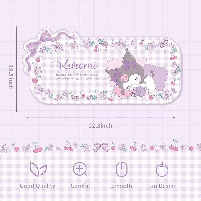Kuitmor Kawaii Anime Mouse Pad,Non-Slip Waterproof Desk Mat for Keyboard,Durable Large Extended Gaming Mouse Pad with Bowknot Edge for Office Gaming - KLM Flower Dream