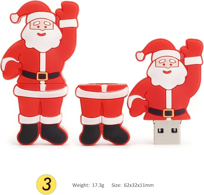 Christmas USB Flash Drive 8GB x 5 Pieces Thanksgiving Gift USB Memory Stick Novelty Pen Drive Santa Claus, Christmas Tree, Elk