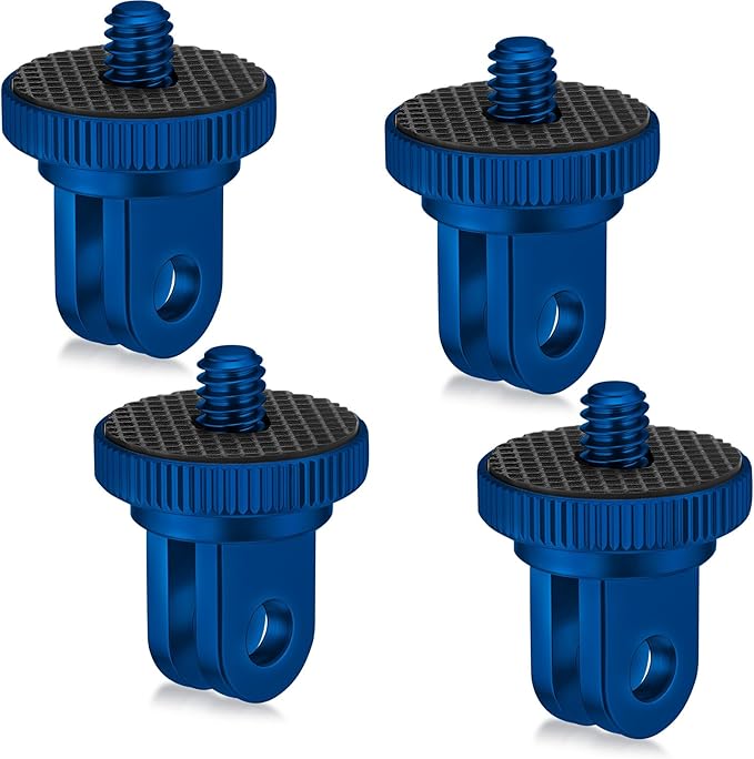 Frienda 4 Pieces Aluminum Camera Tripod Mount Adapter 1/4-20 Conversion Adapter for Tripod Compatible with GoPro Action Cameras and Other Standard 1/4 Accessories (Blue)