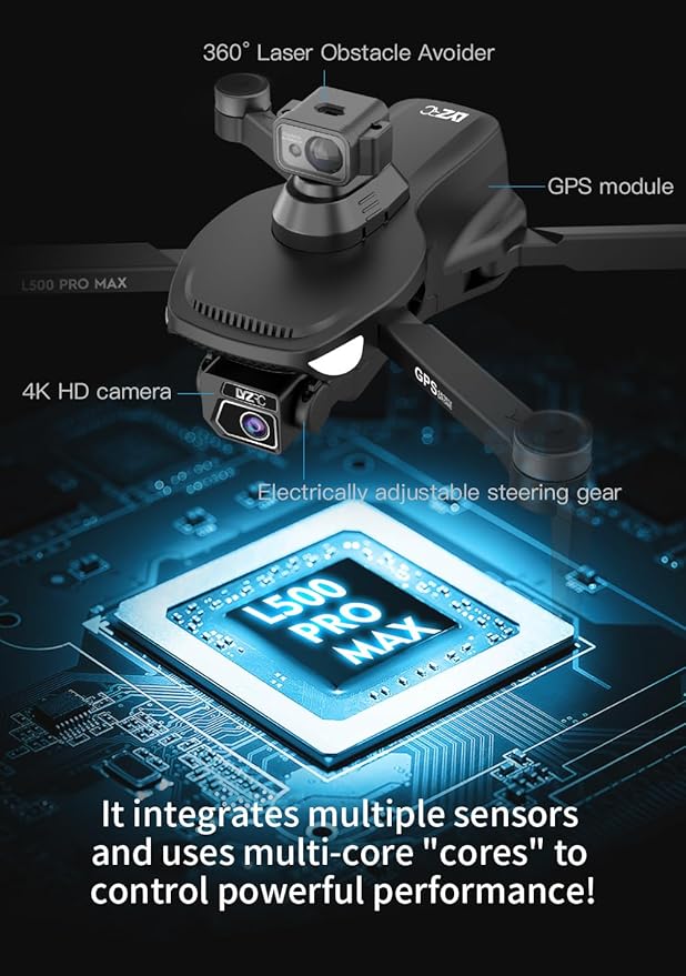 GPS Drone with 4K HD Camera for Beginners Adults, 360° Obstacle Avoidance Drone, Brushless Motor GPS Auto Return Optical Flow Positioning Headless Mode One Key Takeoff/Landing Under 249g RC Quadcopter Drones Birthday Easter Gifts for Teens Men