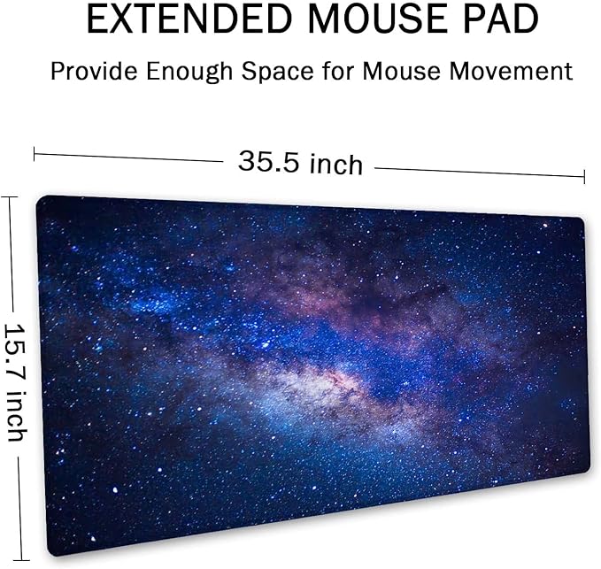 SSOIU Large Mouse Pad, Cute Space Desk Mat for Desktop, Women Girls Waterproof Gaming Mousepad, Milky Way Galaxy Computer PC Laptop Protector Writing Pads for School Office Home 35.5" x 15.7"