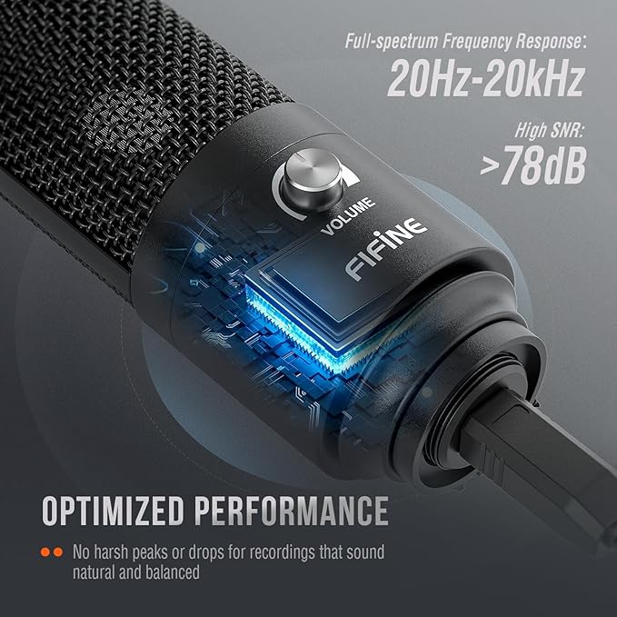 FIFINE Studio Microphone 6.35mm/3.5mm Headphones Bundle, USB PC Condenser Microphone with Scissor Arm Stand, Shock Mount, Monitor Over-Ear Headphones, for Instruments Recording Podcasting (T669+H8)