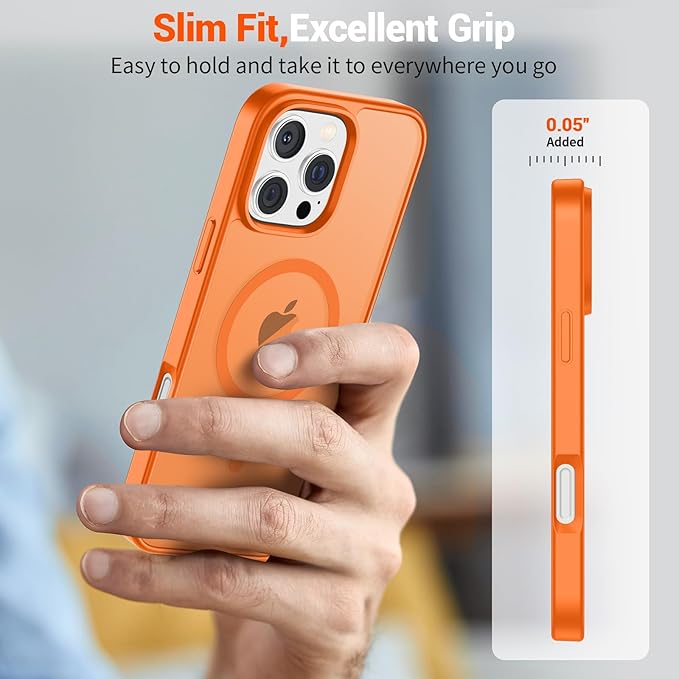 SUPFINE Magnetic for iPhone 16 Pro Max Case (Compatible with MagSafe) (Military Grade Drop Protection) Translucent Matte Shockproof Phone Cover,Starry Orange