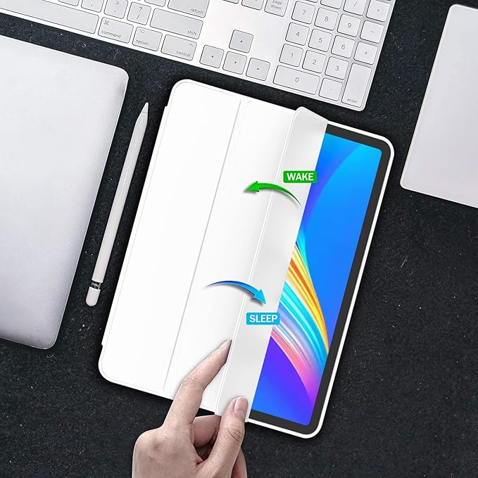 iMieet iPad Pro 13 Inch Case (M5/M4) 2025/2024 with Pencil Holder, Trifold Stand Smart Case with Soft TPU Back, Auto Wake/Sleep (White)