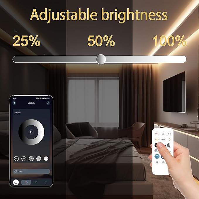 AXMOTUT 32.8ft COB LED Strip Light Warm White, High Bright LED Strips with 320LEDs, RF Remote and UL Power Supply, 2700K Dimmable LED Lights for Bedroom,Kitchen, DIY Home Decoration, 2 Rolls of 16.4ft