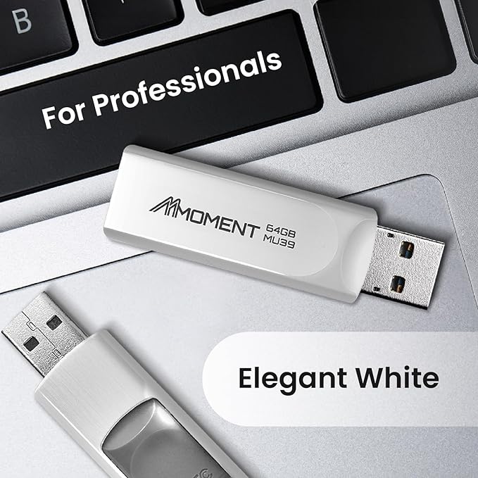 MMOMENT 64GB (10 Pack) MU39 USB Flash Drive– USB 3.2 Retractable Thumb Drive with Sliding Connector, Up to 100MB/s Read, 30MB/s Write – Plug & Play Memory Stick for PC, Mac, TV, Car