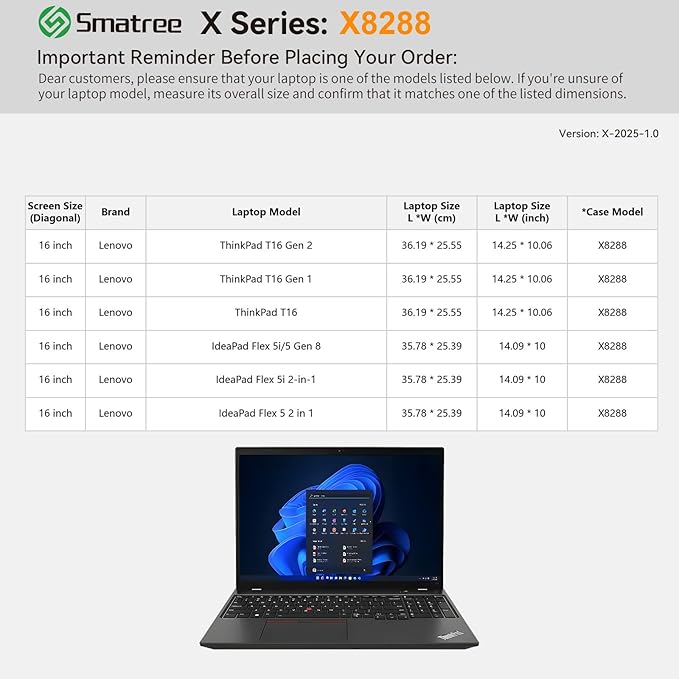 Smatree Hard EVA Protective Sleeve Case Compatible for 16 inch Lenovo IdeaPad Flex 5i/5 2-in-1, IdeaPad Flex 5/5i Gen 8, ThinkPad T16 Gen 2/1, ThinkPad T16 Laptop, White (X8288W)