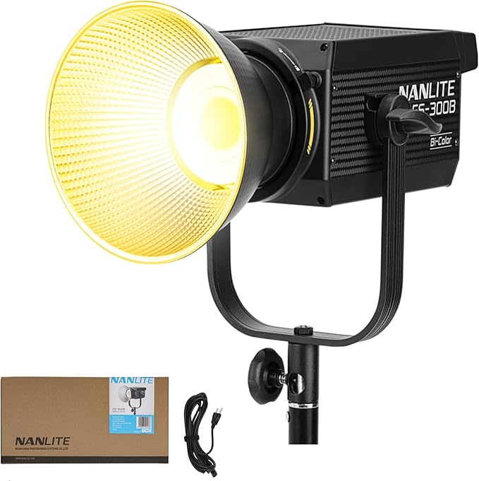 Nanlite FS-300B 350W Bi-Color LED Spotlight-2700K-6500K Adjustable CRI 96,App Control,Led Video Light Bowens Mount for Photography/Videography/YouTube/TikTok Content Creation & Live Streaming
