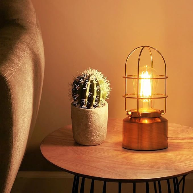 Haian Support Small Touch Gold Table Lamp for Small Spaces - 3 Way Dimmable Industrial Bedside Lamp - Steampunk Antique Nightstand Desk for Bedroom, Living Room (Bulb Included)