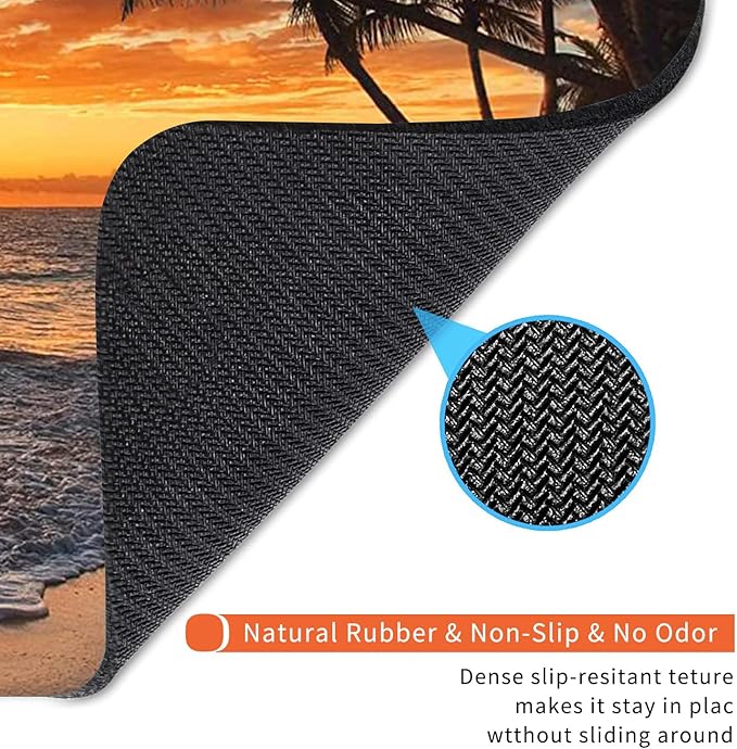 Square Mouse Pad Beach Sunset, Personalized Premium-Textured Custom Mouse Mat Design, Washable Mousepad Cloth, Non-Slip Rubber Base Computer Mouse Pads for Wireless Mouse