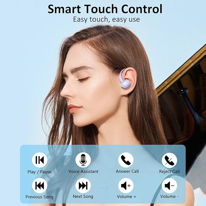 Matast Wireless Earbuds, Bluetooth Headphones Sport, Deep Bass Fitness Earphones Gym Running, IP7 Waterproof Headset with Earhook Workout, 50H Playback Over-Ear Buds with ENC Noise Cancelling Mic