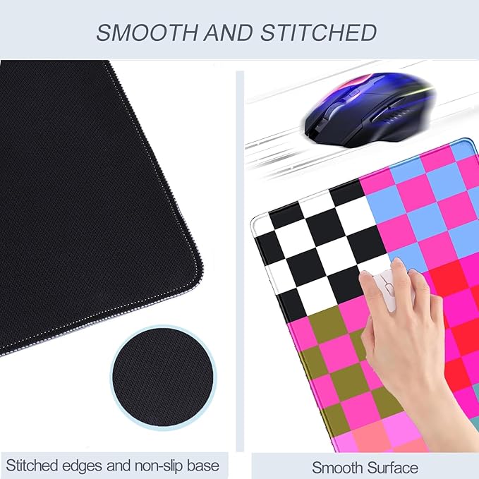 Checkered Desk Mat Pink Desk Matt for Desktop Desk Pad XXL Large Mouse Pad Deskmat Big Mousepad Keyboard Pad Mouse for Computer Cute Desk Accessories 31.5 X 15.7In