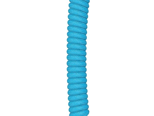 GLORIOUS Coiled Keyboard Cable – Coiled USB C Cable Artisan Braided Cables for Mechanical Gaming Keyboard Coiled Cable - Custom Keyboard Cable (Electric Blue)