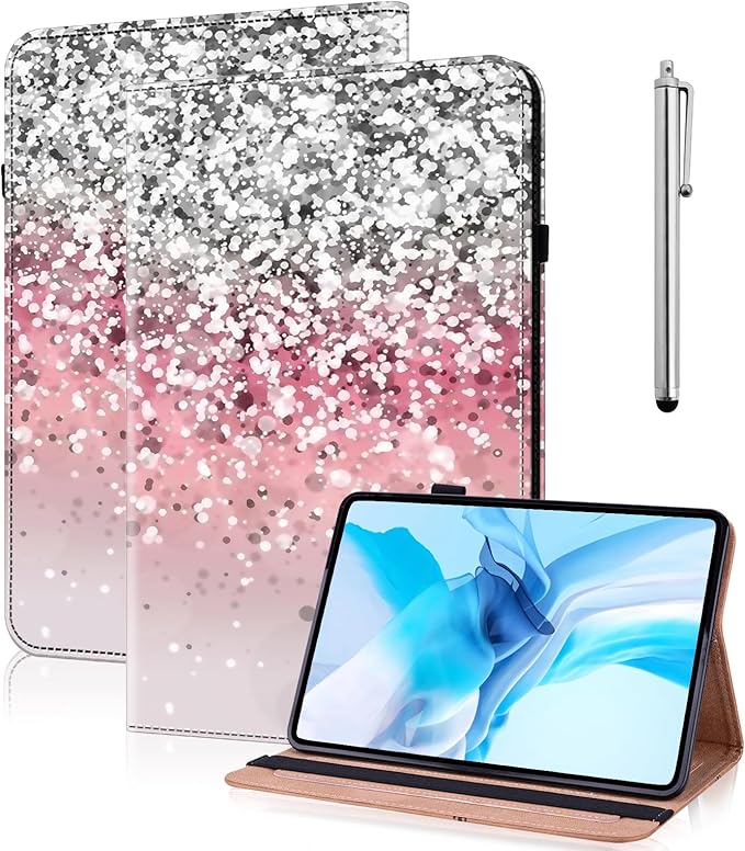 Case for iPad (A16) 11th Generation 11 Inch (2025), iPad 10th Generation 10.9 Inch (2022), Multi-Angle Viewing PU Leather Case with Elastic Band, Pencil Holder & Card Slots-Gradation