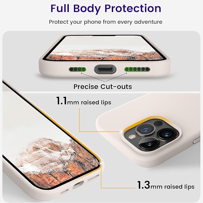 OTOFLY Compatible with iPhone 15 Pro Max Case,[Silky and Soft Touch Series] Premium Soft Liquid Silicone Rubber Full-Body Protective Bumper Case for iPhone 15 Pro Max (Stone)