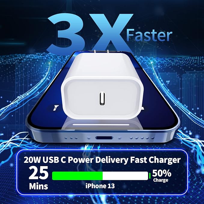 [Apple MFi Certified] iPhone 14 Charger Fast Charging, Stuffcool 4Pack PD 20W USB C Chargers Block Type C Wall Charger with 6FT Type C to Lightning Cable for iPhone 14 13 12 11 Pro Max XS XR X 8 iPad