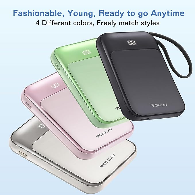 Magnetic Power Bank 10000mAh, Wireless Portable Charger with 15W Max Fast Charging & Built-in USB-C Cable, 22.5W PD LED Display Battery Pack Compatible with iPhone 17/16/15, Samsung Galaxy(green)