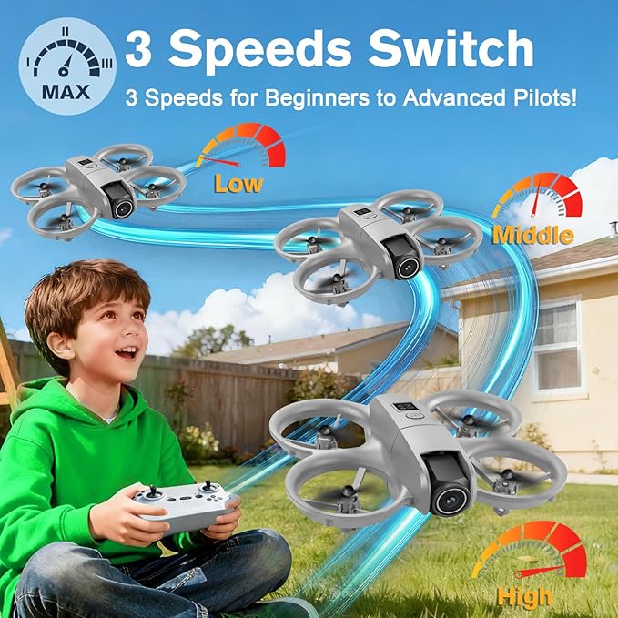 RC mini drone with carman 360 Flip Stunt Drone for Kids, Remote Control Quadcopter with Gravity Sensing, 3 Speed Modes, LED Light, 1 Batteries, altitude hold,headless mode,Foldable RC Plane Toys for teen Age 14+, Outdoor Fun Gifts easy to fly