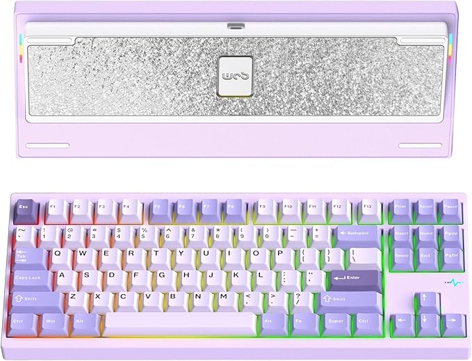 KEEBMONKEY WOBKEY Crush 80 Reboot CNC Aluminum 5-Second Quick-Release Triple-Mode Connectivity Mechanical Keyboard with Superior Acoustics (Pro Purple)