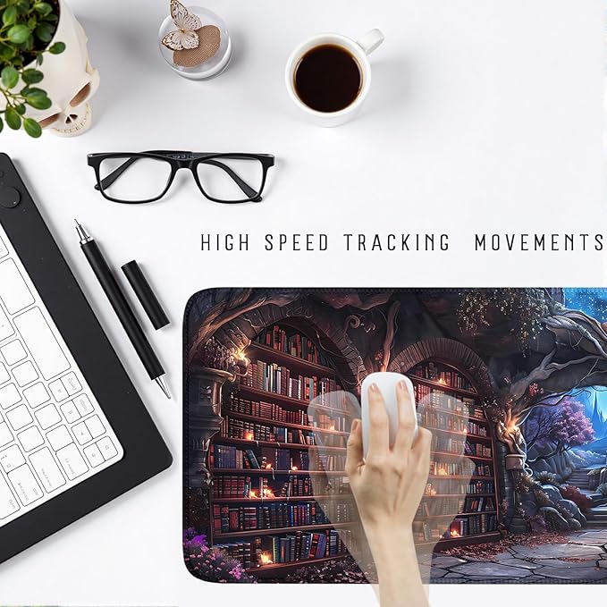 Dark Academia Desk Pad Library Desk Mat Witchy Mousepad XXL Large Gaming Mouse Mat for Office,Computer,Keyboard,Laptop and Home Desk Pad 31.5 X 15.7inch