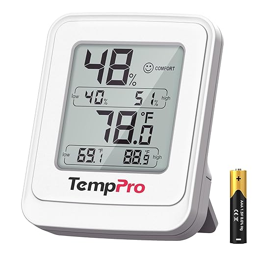 TempPro TP150 Greenhouse Thermometer Hygrometer, IPX5 High-Humidity Resistant Temperature and Humidity Monitor, High/Low Records Humidity Meter for Indoor Grow Tents, Reptile(Previously ThermoPro)