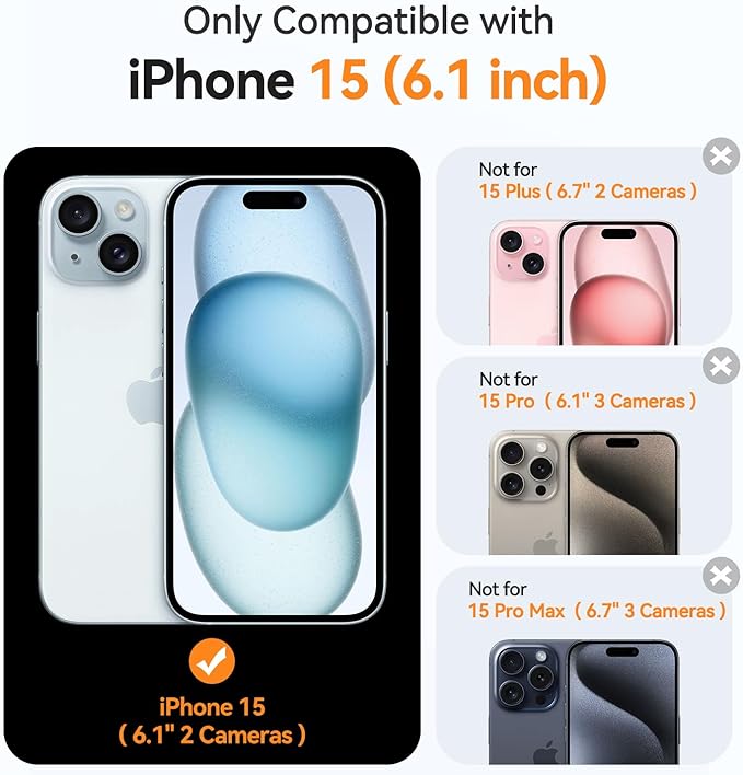 CANSHN Magnetic for iPhone 15 Case Clear, Upgraded [Full Camera Protection] [Compatible with Magsafe] Non-Yellowing Protective Shockproof Bumper Phone Case 6.1 inch - Clear