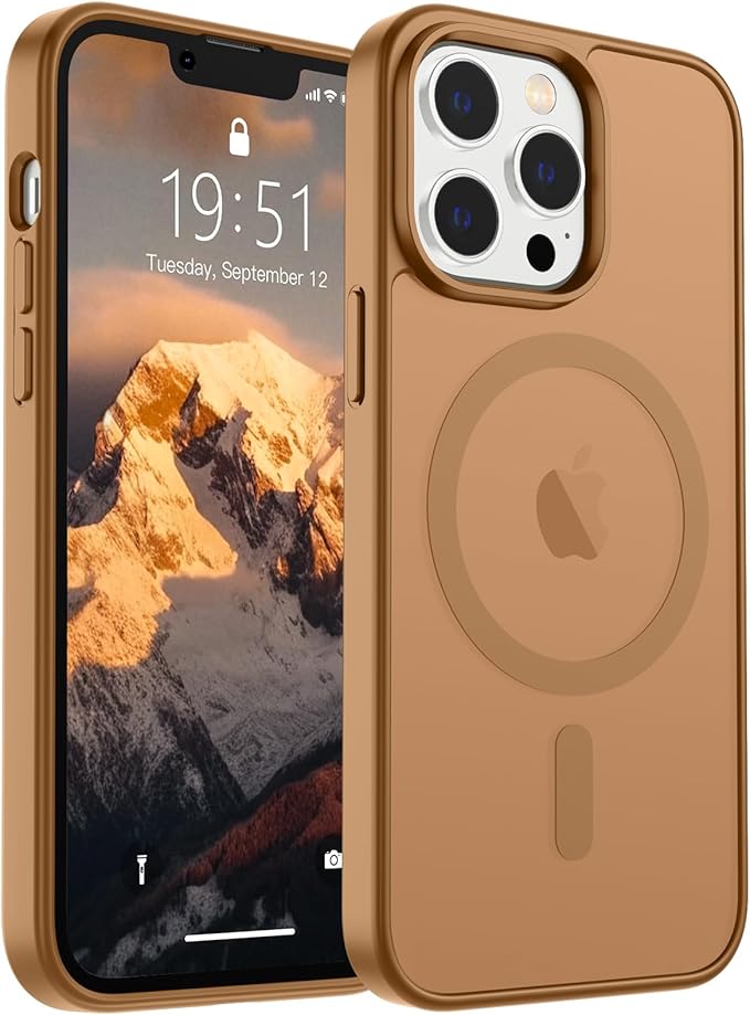 SUPFINE Magnetic for iPhone 12 Pro Max Case (Compatible with MagSafe) (Military Grade Drop Protection) Slim Translucent Matte Shockproof with Anti-Fingerprint Phone Case,Brown
