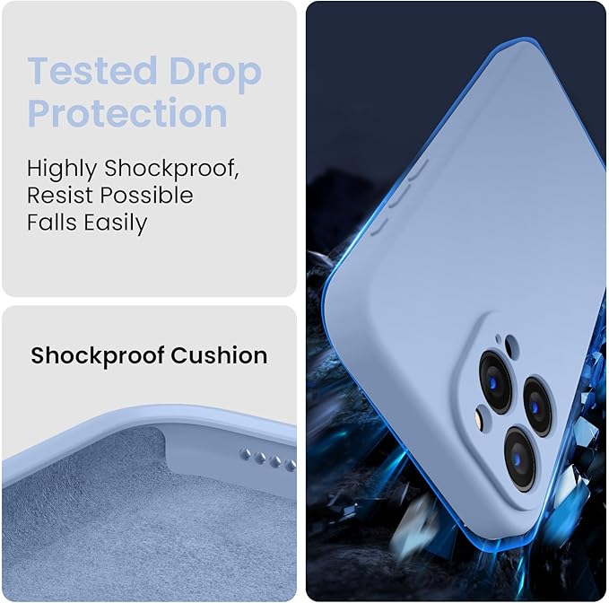 FireNova Designed for iPhone 15 Pro Max Case, Silicone Upgraded [Camera Protection] Phone Case, Soft Anti-Scratch Microfiber Lining Inside, 6.7 inch, Light Blue