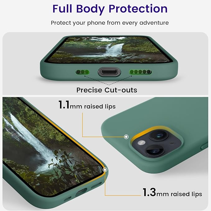 OTOFLY Compatible with iPhone 15 Plus Case, Silicone Shockproof Slim Thin Phone Case for iPhone 15 Plus (6.7 inch), (Pine Green)